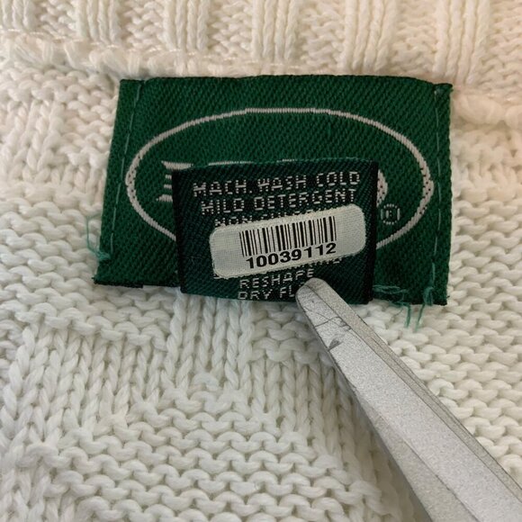 Vintage Izod Textured White Cotton Crewneck Sweater Mens Large Casual Classic - Picture 4 of 5